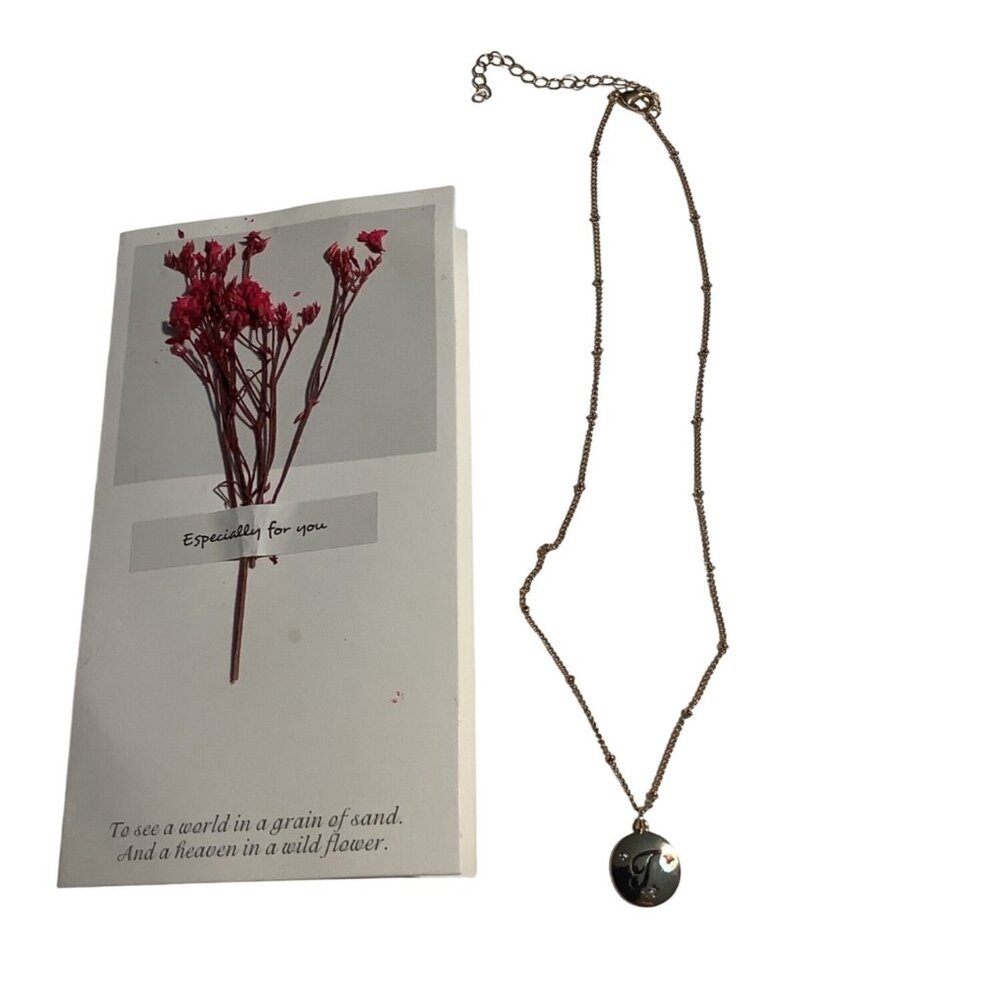 Concise‎ Royal Disc "T" Initial Pendant Necklace Gold ToneLobster Clasp